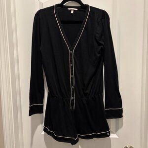 Victoria's Secret | Black Pajama Romper with White Piping